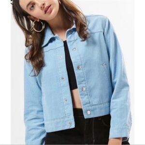 PacSun Sky Light Blue Cropped Corduroy Jacket